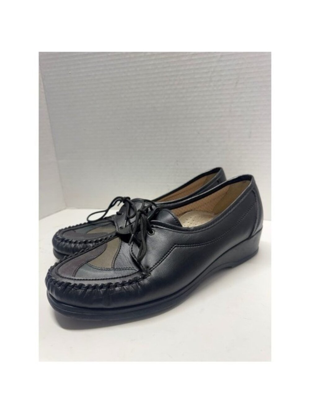 Volks Walkers Luftpolster Black Leather Patchwork Lace Up Shoes Portugal 40 9